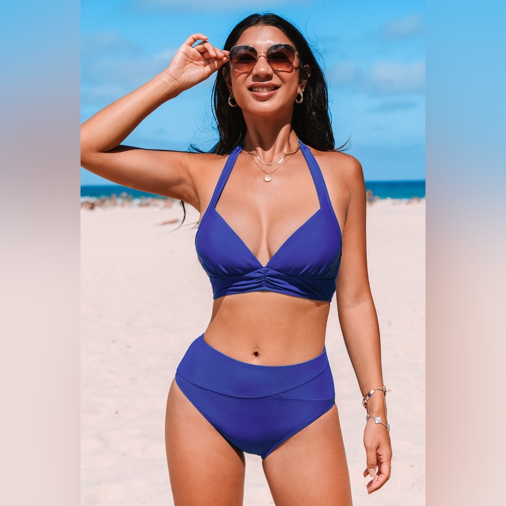 NWT Cupshe Atlantis Sweetheart Halter Bikini Top & High-Waisted Bottoms Set